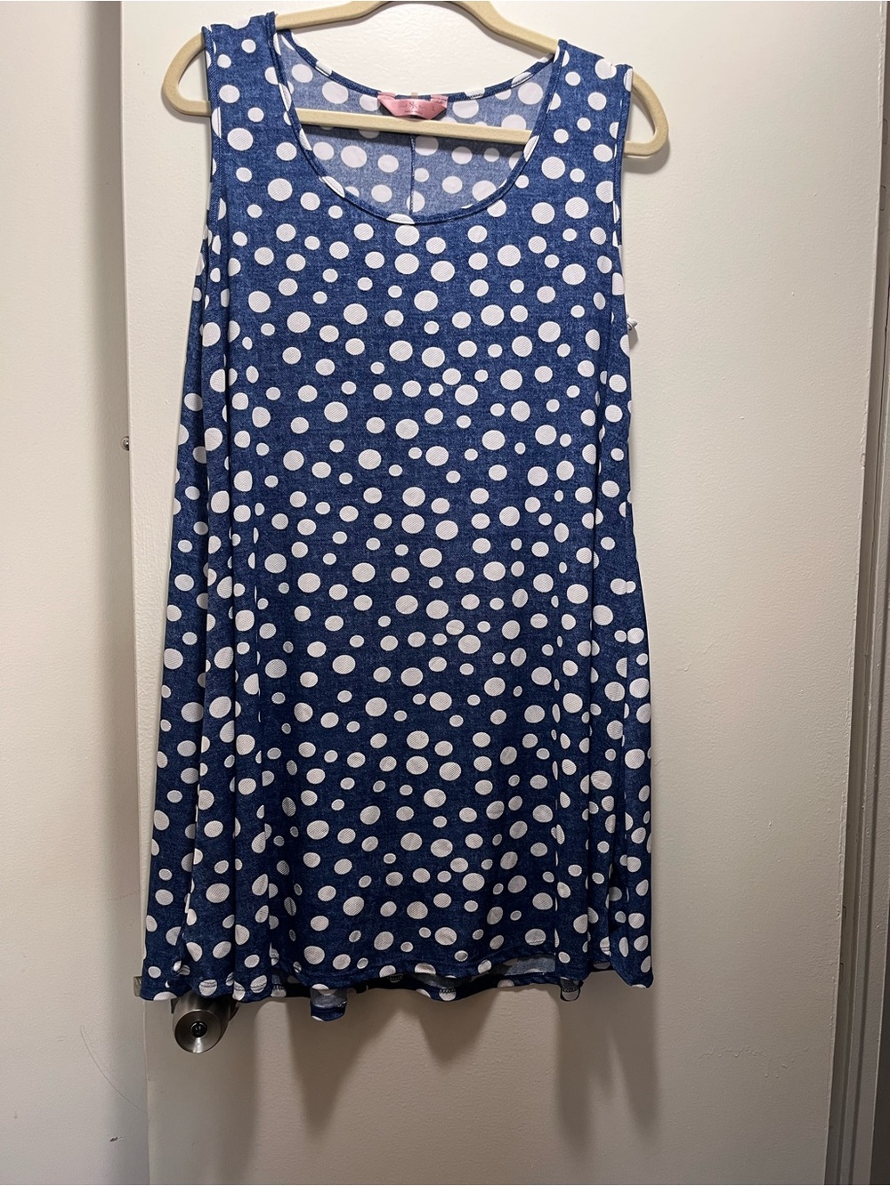 SJS Blue and White Polka Dot Sleeveless Tunic